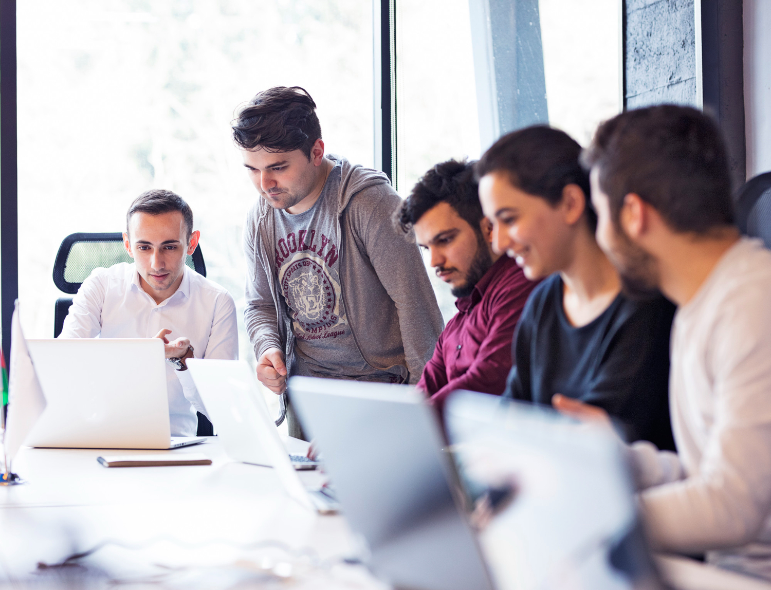 Team collaborating on a startup project